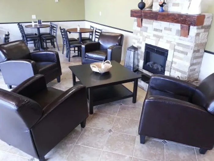 Lounge seating by the fireplace